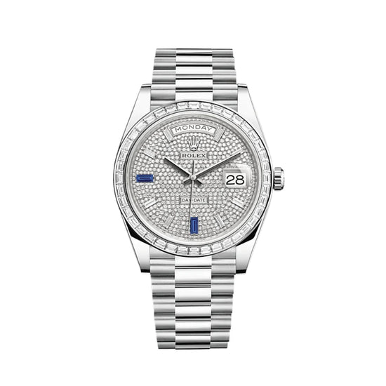 Day-Date Platinum Diamond Bezel Diamond-Paved Sapphire Dial (2024) image 0