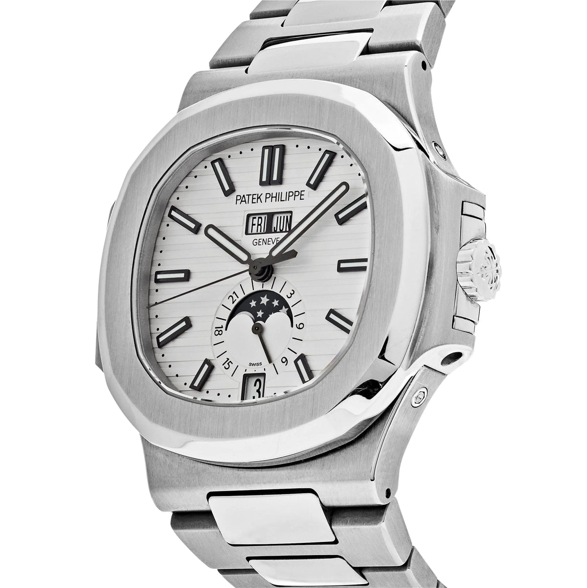 Nautilus Annual Calendar Moon Phases Stainless Steel White Dial image 3