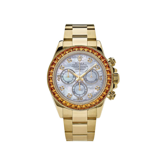Daytona Yellow Gold Sapphire Bezel Mother Of Pearl Dial image 0