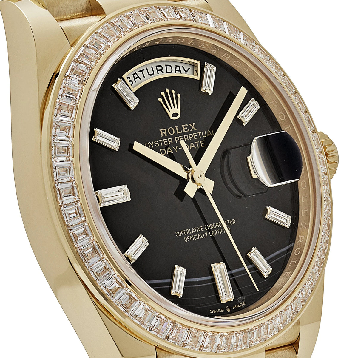 Day-Date Yellow Gold Onyx Baguette Diamond Dial Baguette Bezel image 7
