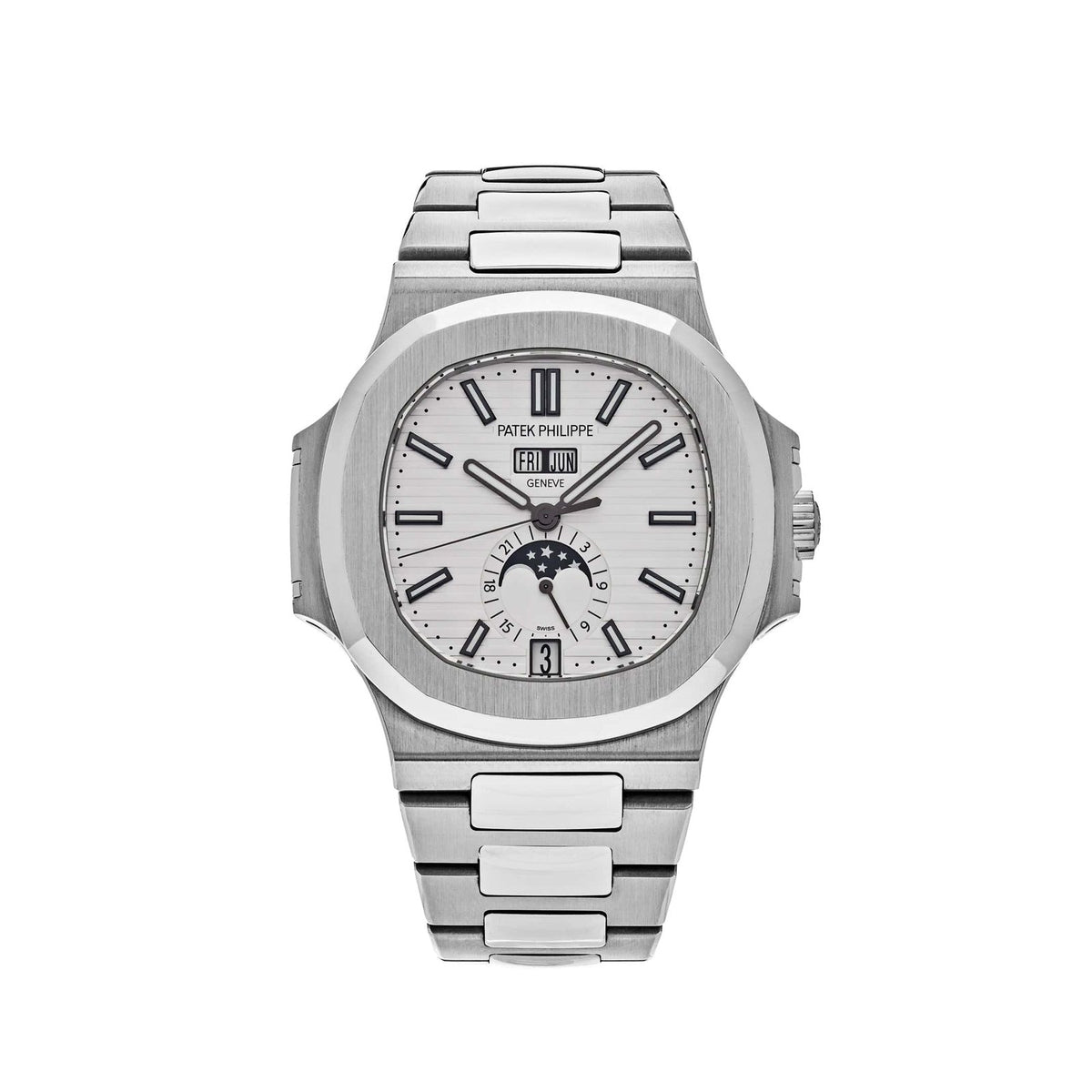 Nautilus Annual Calendar Moon Phases Stainless Steel White Dial image 0