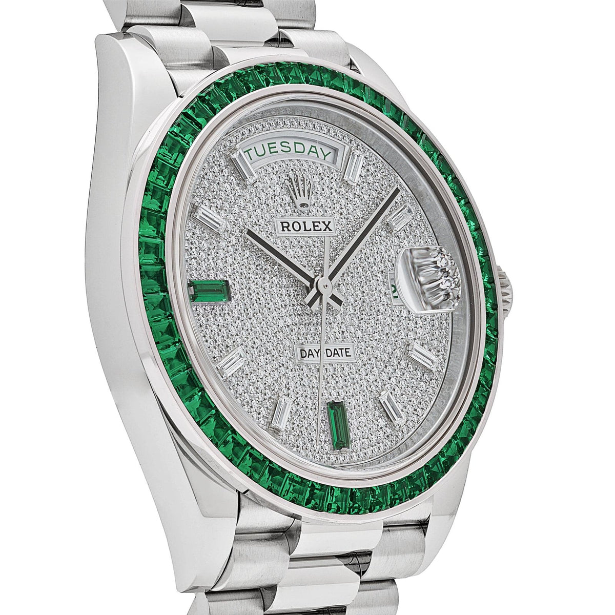 Day-Date Platinum Diamond Dial Emerald Bezel image 6
