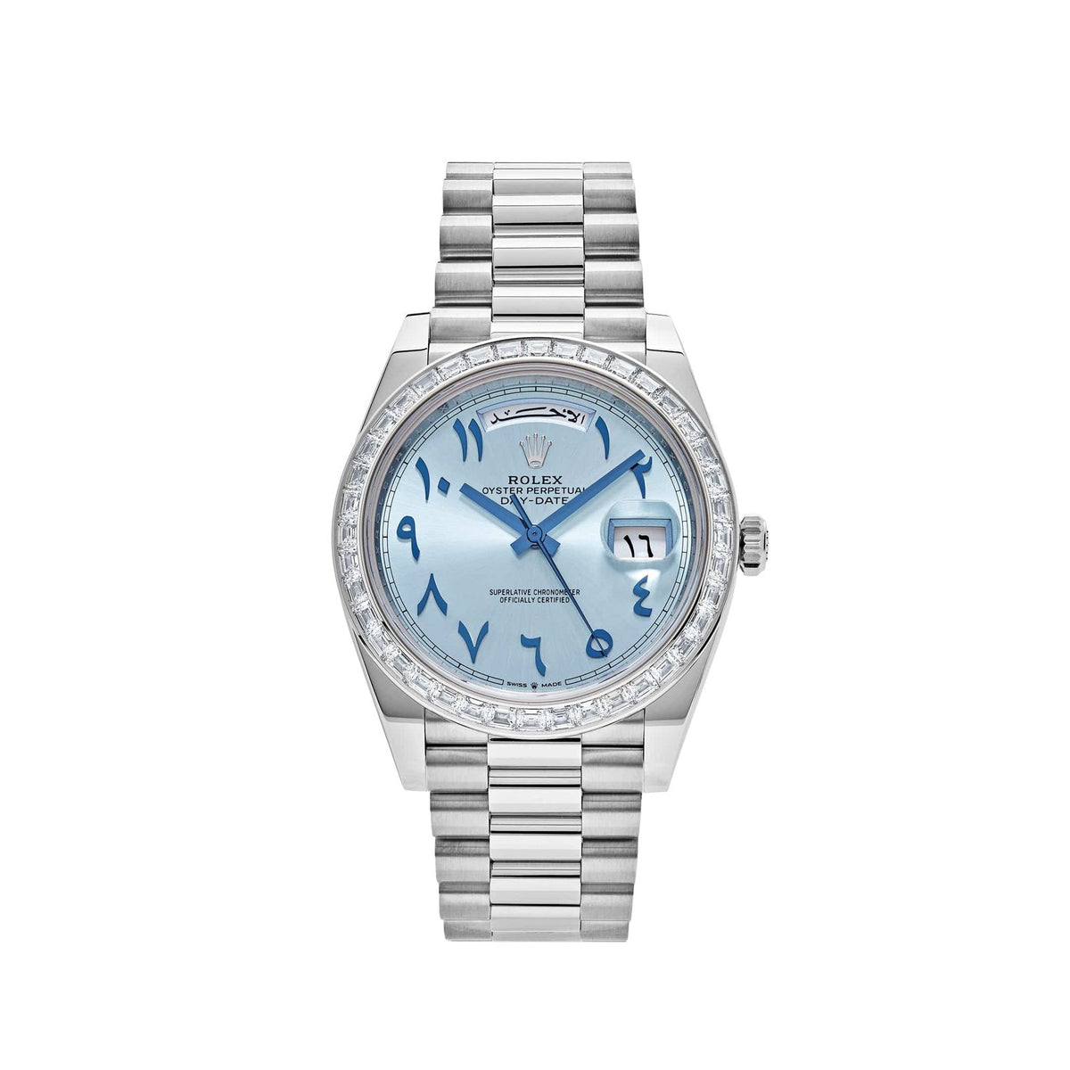 Day-Date Platinum Ice Blue Arabic Dial Diamond Bezel image 0