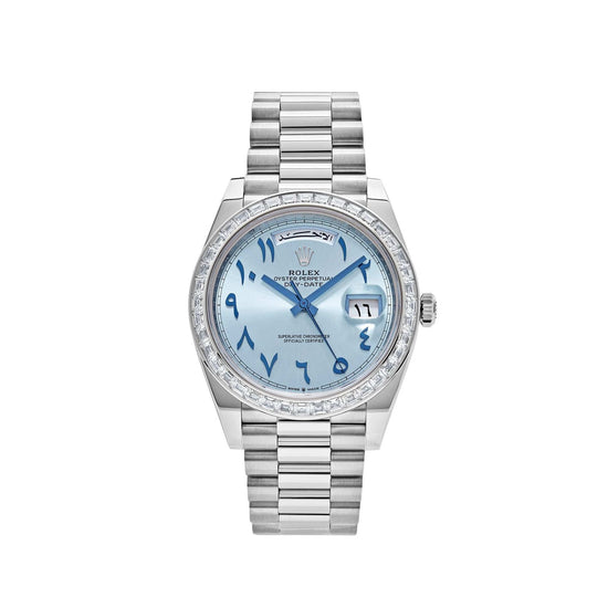 Day-Date Platinum Ice Blue Arabic Dial Diamond Bezel image 0