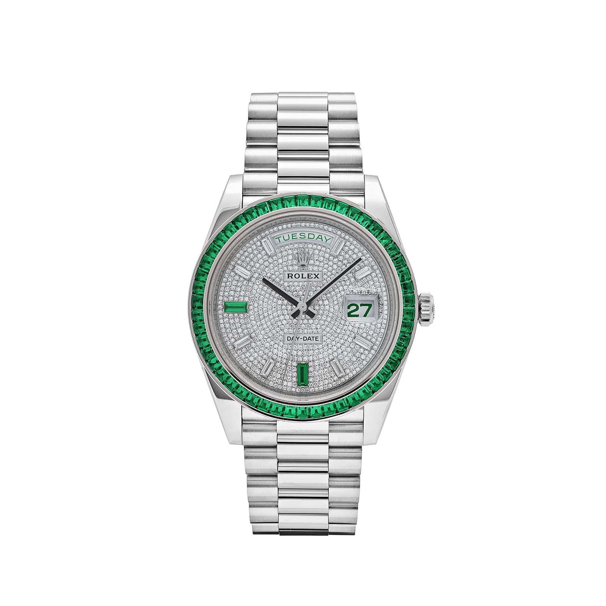 Day-Date Platinum Diamond Dial Emerald Bezel image 0