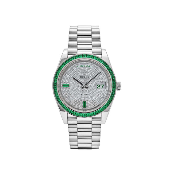 Day-Date Platinum Diamond Dial Emerald Bezel image 0
