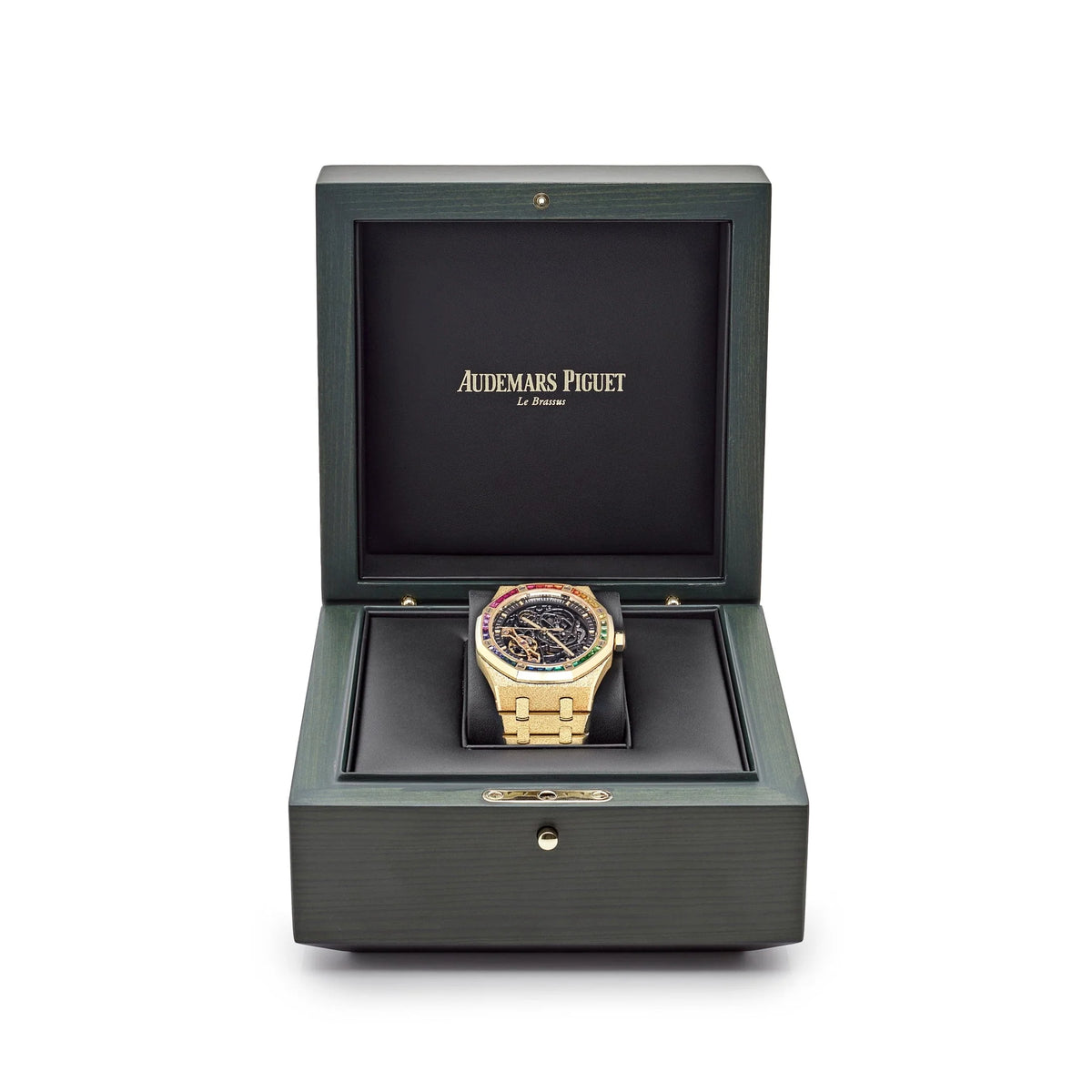 Royal Oak Frosted Yellow Gold Double Balance Wheel Rainbow Bezel image 1