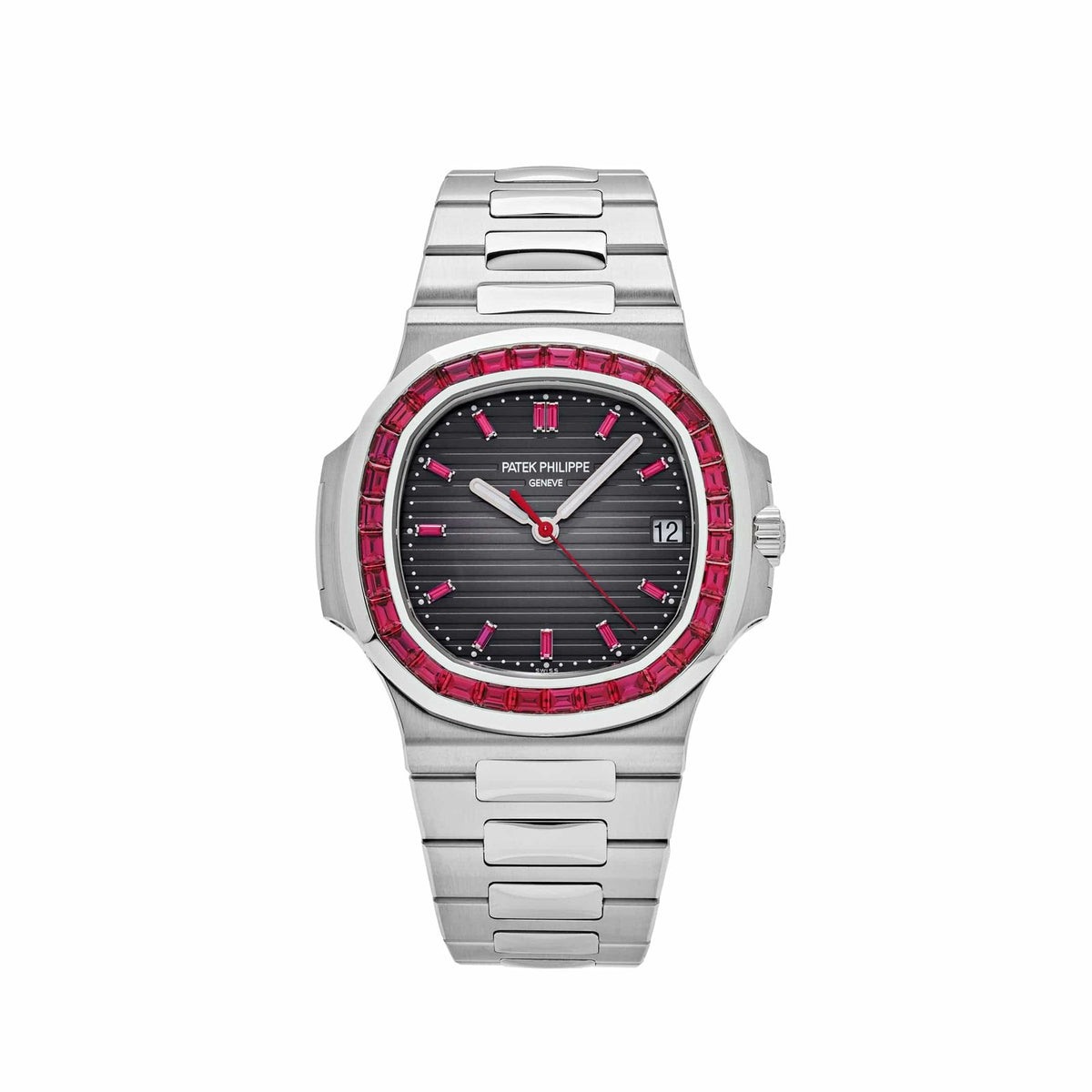 Nautilus Platinum Grey Dial Ruby Bezel image 0
